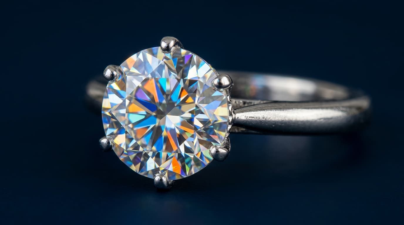 Ultra-close-up of a pristine solitaire ring